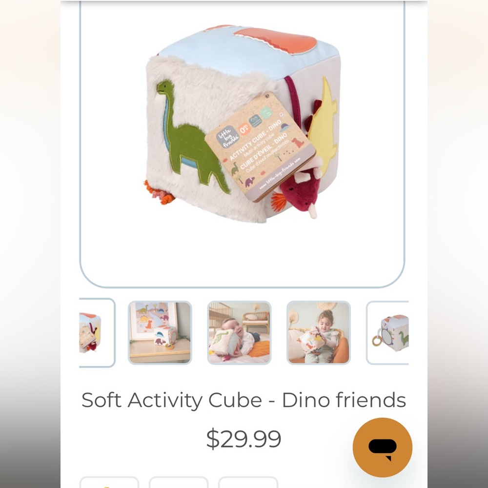 Little Big Friends Soft Activity Cube - Dino Friends NWT